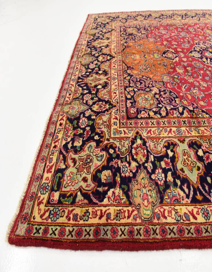 Detail image of  6' 5 x 9' 6  Hand Knotted Mashad Persian Wool Rug