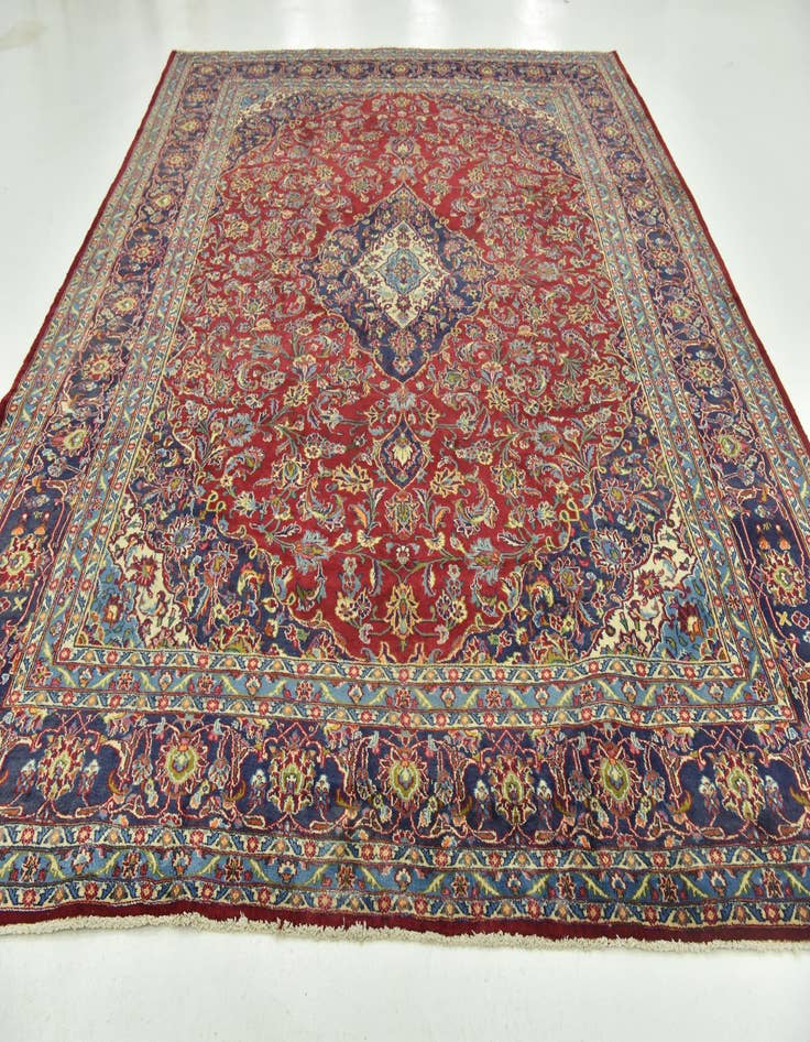 Detail image of  10' x 12' 8  Hand Knotted Mashad Persian Wool Rug