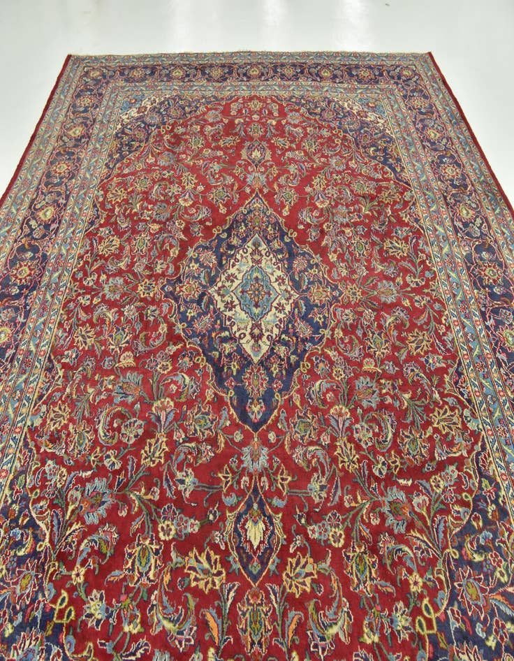 Detail image of  10' x 12' 8  Hand Knotted Mashad Persian Wool Rug