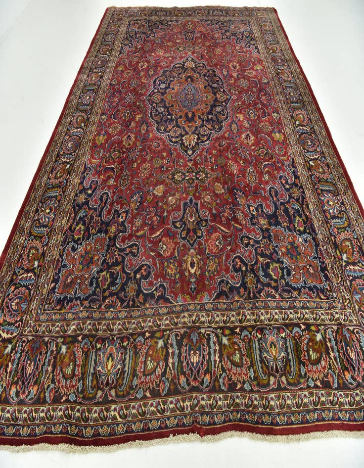 Detail image of  9' 9 x 13' 2  Hand Knotted Mashad Persian Wool Rug