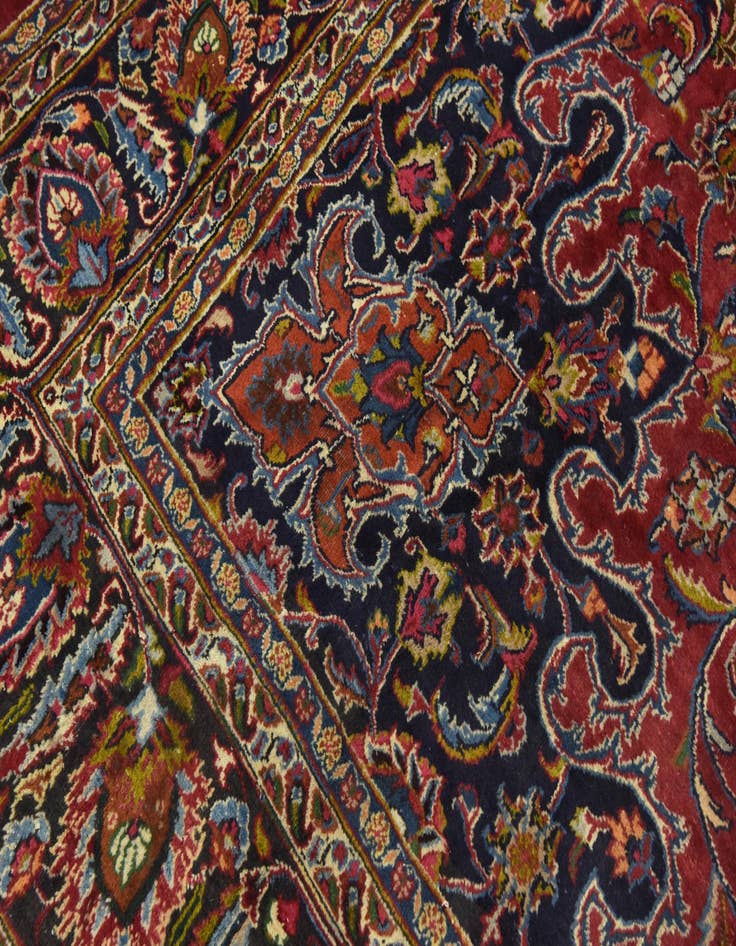 Detail image of  9' 9 x 13' 2  Hand Knotted Mashad Persian Wool Rug