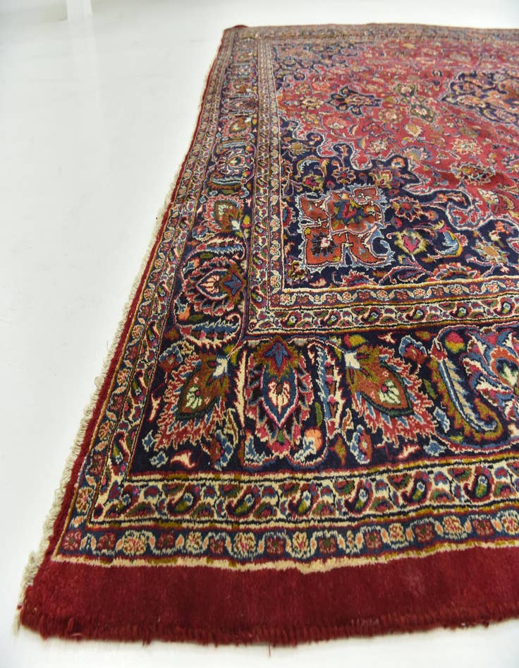 Detail image of  9' 9 x 13' 2  Hand Knotted Mashad Persian Wool Rug