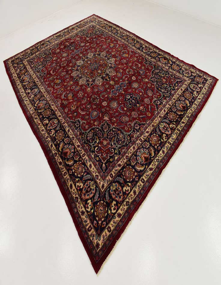 Detail image of  9' 8 x 13'  Hand Knotted Mashad Persian Wool Rug