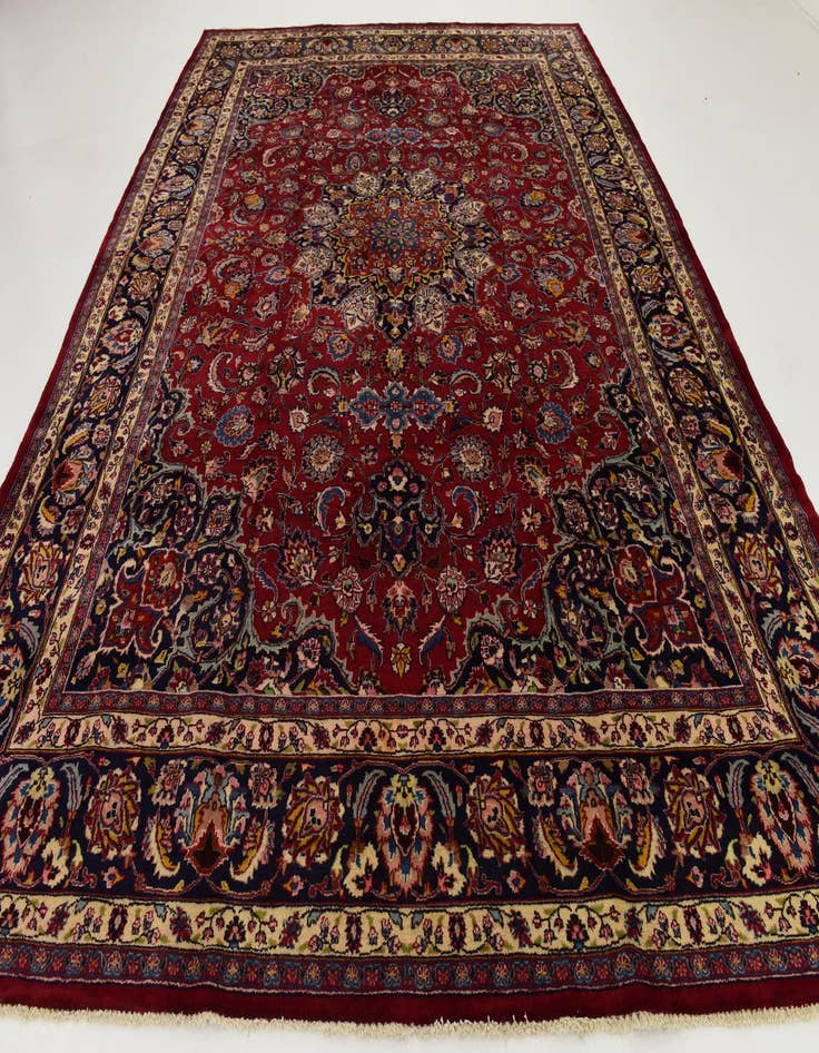 Detail image of  9' 8 x 13'  Hand Knotted Mashad Persian Wool Rug