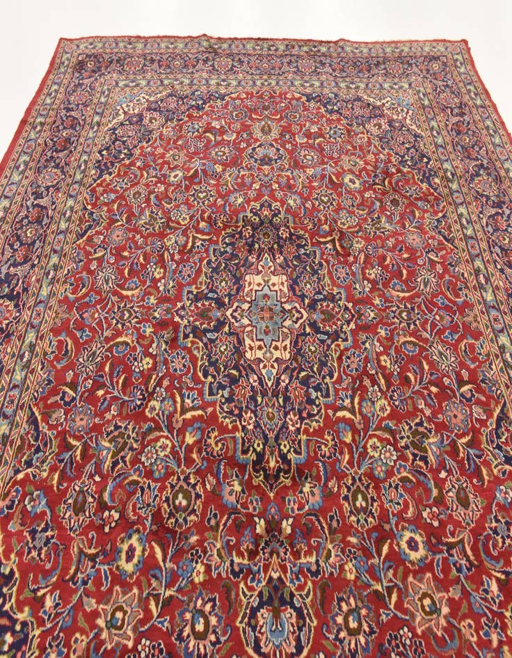 Detail image of  9' 7 x 12' 10  Hand Knotted Mashad Persian Wool Rug