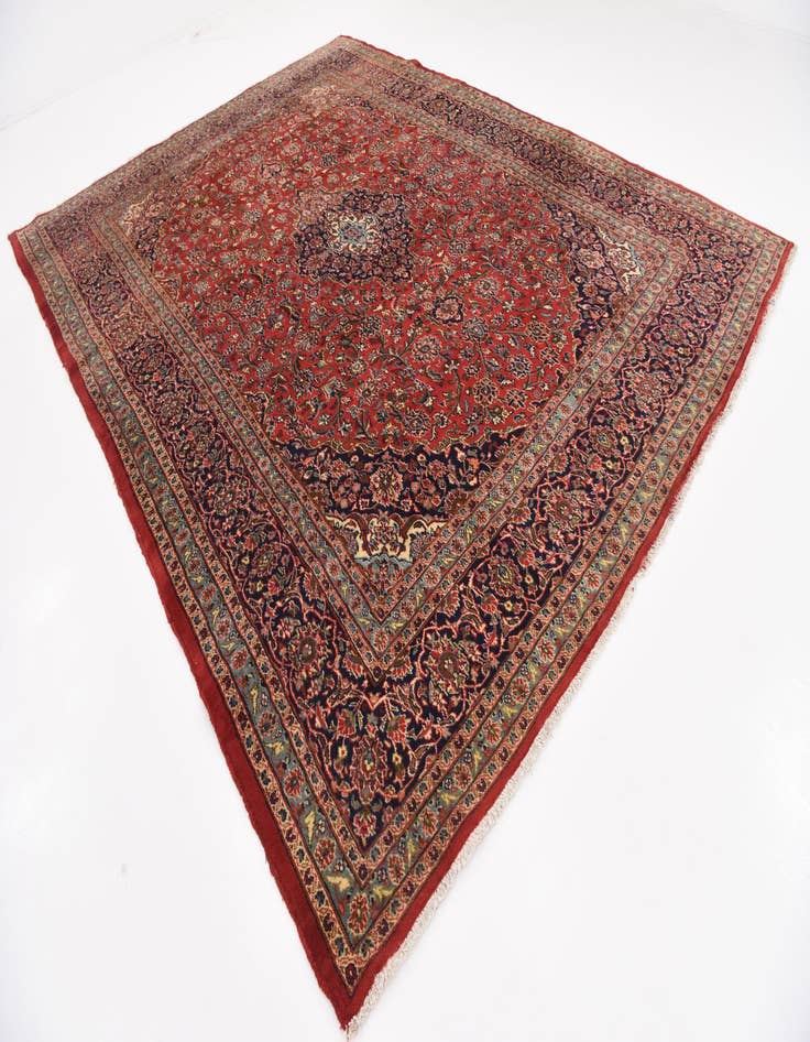 Detail image of  9' 9 x 12' 7  Hand Knotted Mashad Persian Wool Rug