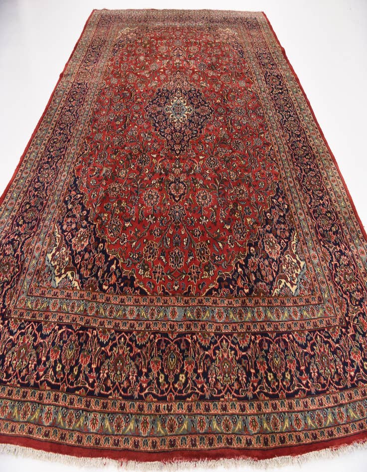 Detail image of  9' 9 x 12' 7  Hand Knotted Mashad Persian Wool Rug