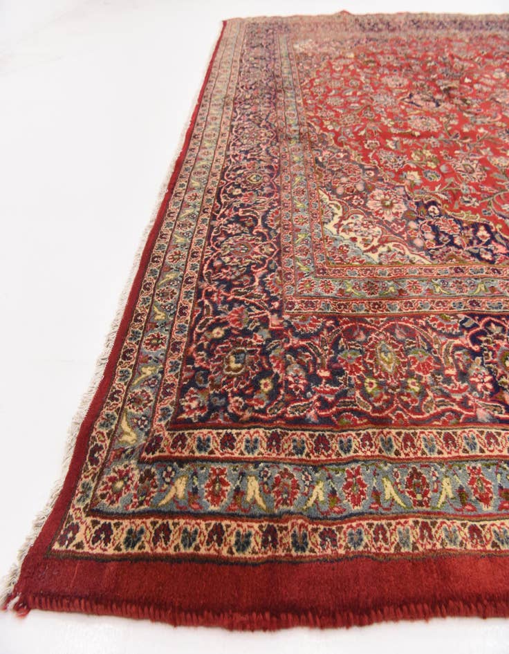 Detail image of  9' 9 x 12' 7  Hand Knotted Mashad Persian Wool Rug