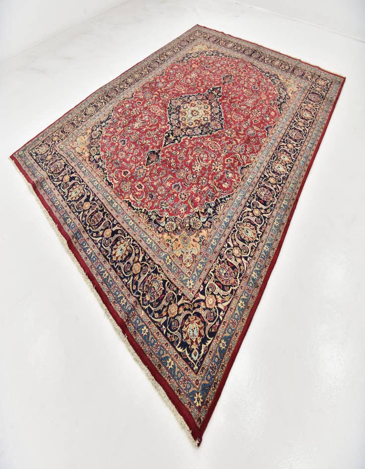 Detail image of  9' 9 x 12' 10  Hand Knotted Mashad Persian Wool Rug