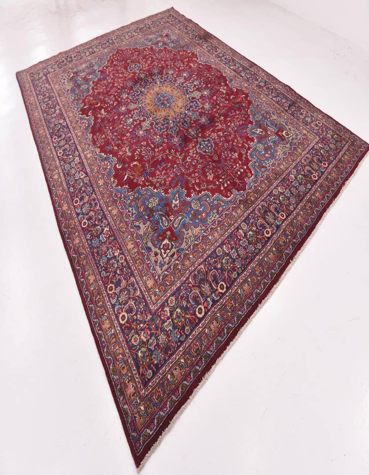 Detail image of  9' 9 x 13'  Hand Knotted Mashad Persian Wool Rug