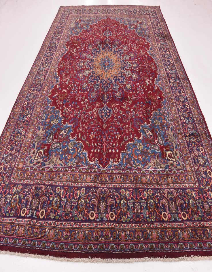 Detail image of  9' 9 x 13'  Hand Knotted Mashad Persian Wool Rug