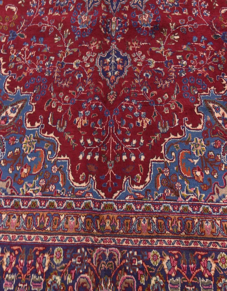 Detail image of  9' 9 x 13'  Hand Knotted Mashad Persian Wool Rug