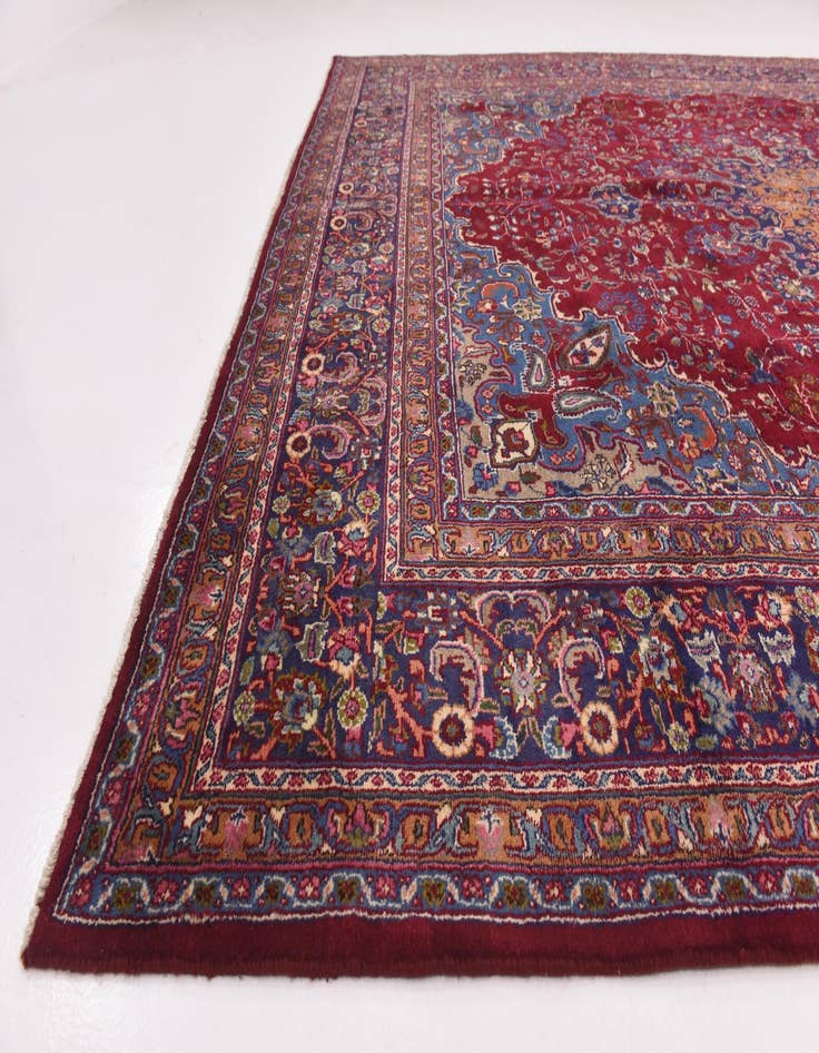 Detail image of  9' 9 x 13'  Hand Knotted Mashad Persian Wool Rug