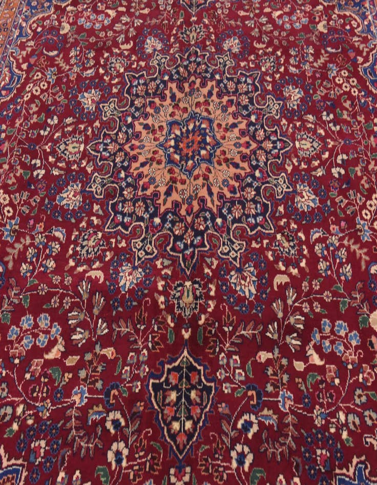 Detail image of  9' 6 x 12' 9  Hand Knotted Mashad Persian Wool Rug