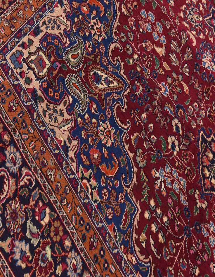 Detail image of  9' 6 x 12' 9  Hand Knotted Mashad Persian Wool Rug