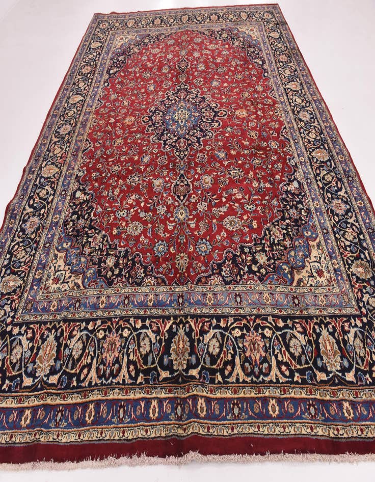 Detail image of  10' x 12' 6  Hand Knotted Mashad Persian Wool Rug