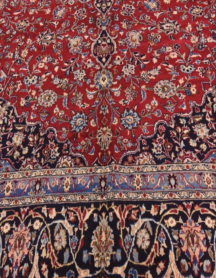 Detail image of  10' x 12' 6  Hand Knotted Mashad Persian Wool Rug