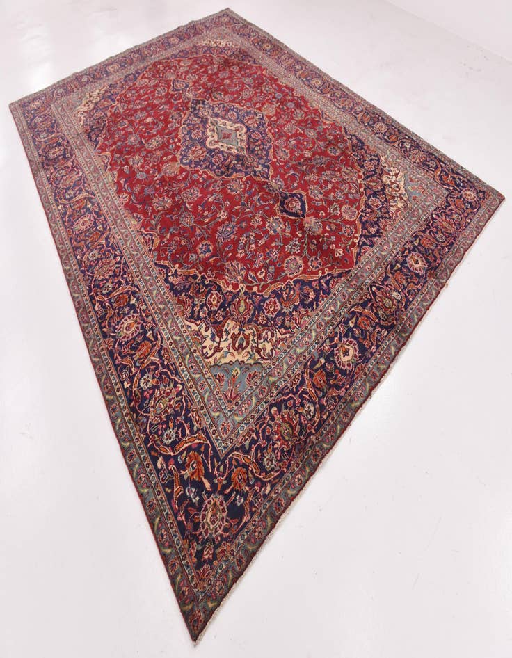 Detail image of  9' 6 x 12' 6  Hand Knotted Mashad Persian Wool Rug