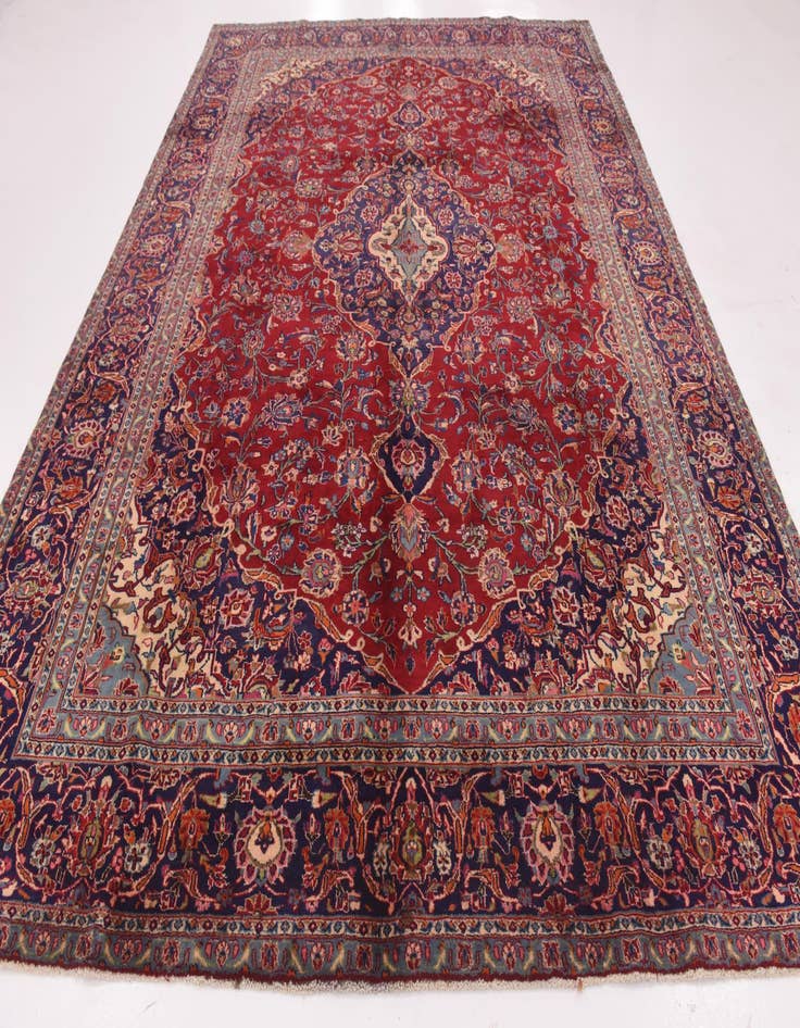 Detail image of  9' 6 x 12' 6  Hand Knotted Mashad Persian Wool Rug