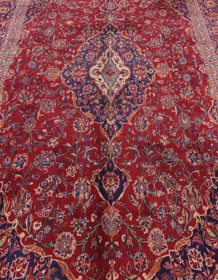 Detail image of  9' 6 x 12' 6  Hand Knotted Mashad Persian Wool Rug