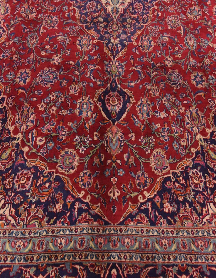 Detail image of  9' 6 x 12' 6  Hand Knotted Mashad Persian Wool Rug