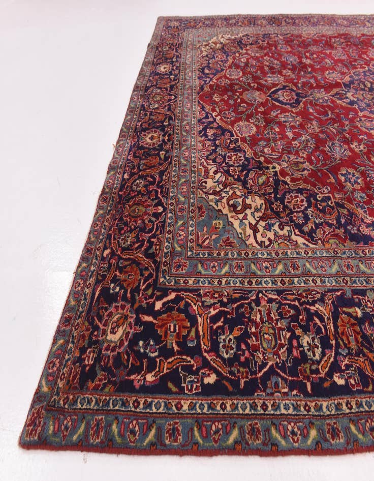 Detail image of  9' 6 x 12' 6  Hand Knotted Mashad Persian Wool Rug