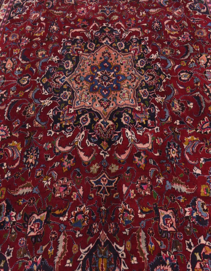 Detail image of  9' 9 x 13'  Hand Knotted Mashad Persian Wool Rug