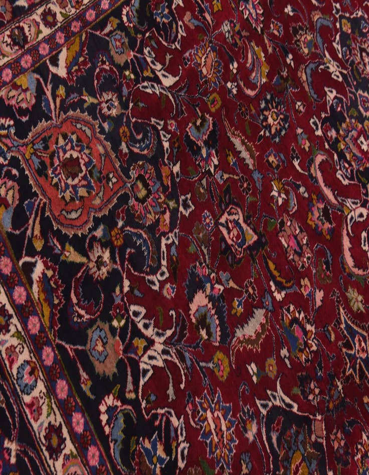 Detail image of  9' 9 x 13'  Hand Knotted Mashad Persian Wool Rug