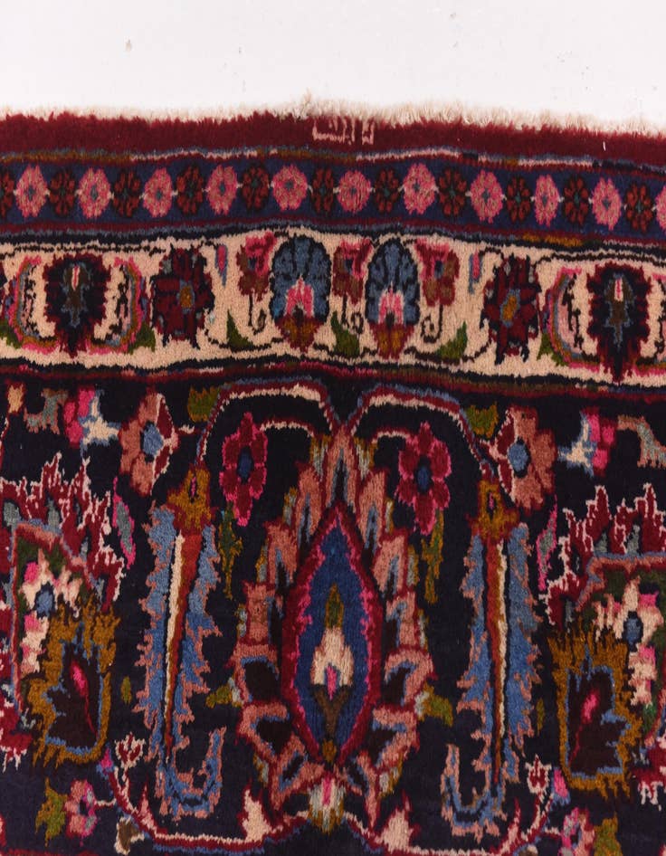 Detail image of  9' 9 x 13'  Hand Knotted Mashad Persian Wool Rug