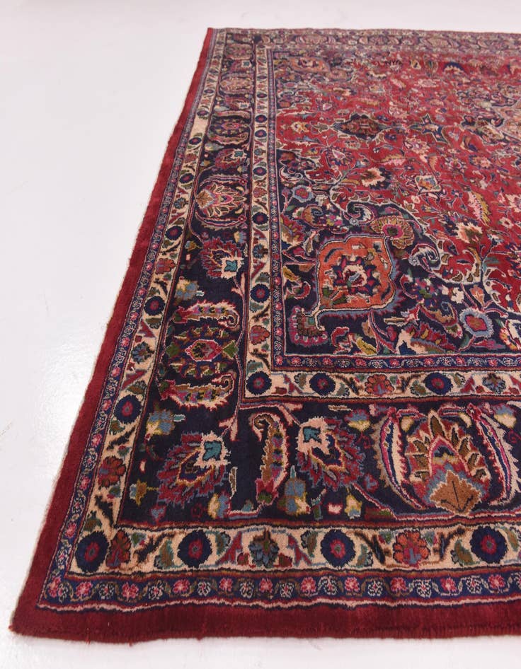 Detail image of  9' 8 x 13'  Hand Knotted Mashad Persian Wool Rug