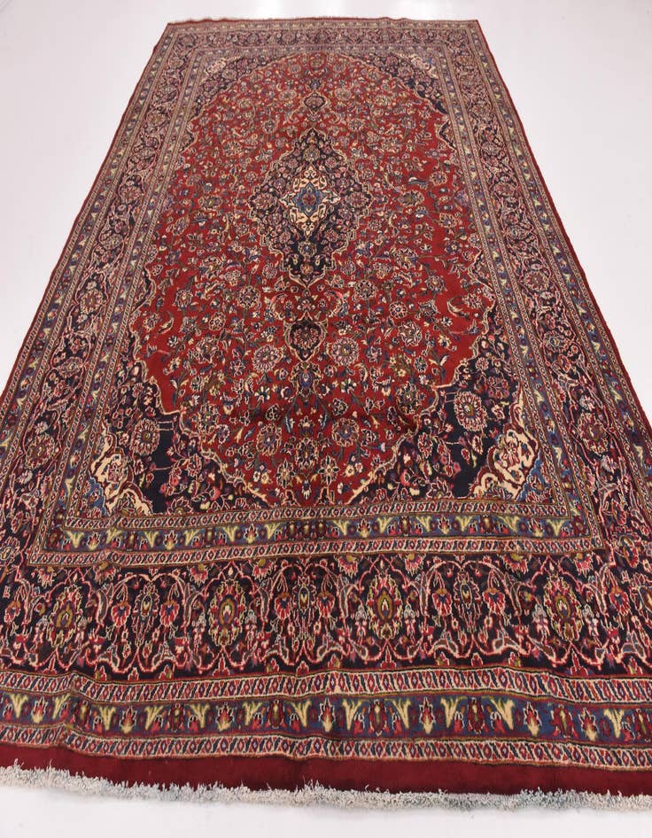 Detail image of  9' 8 x 12' 9  Hand Knotted Mashad Persian Wool Rug