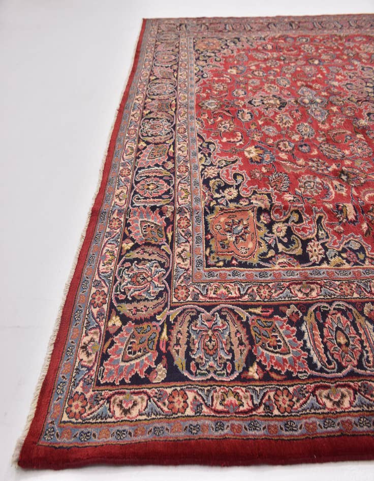 Detail image of  9' 8 x 12' 8  Hand Knotted Mashad Persian Wool Rug