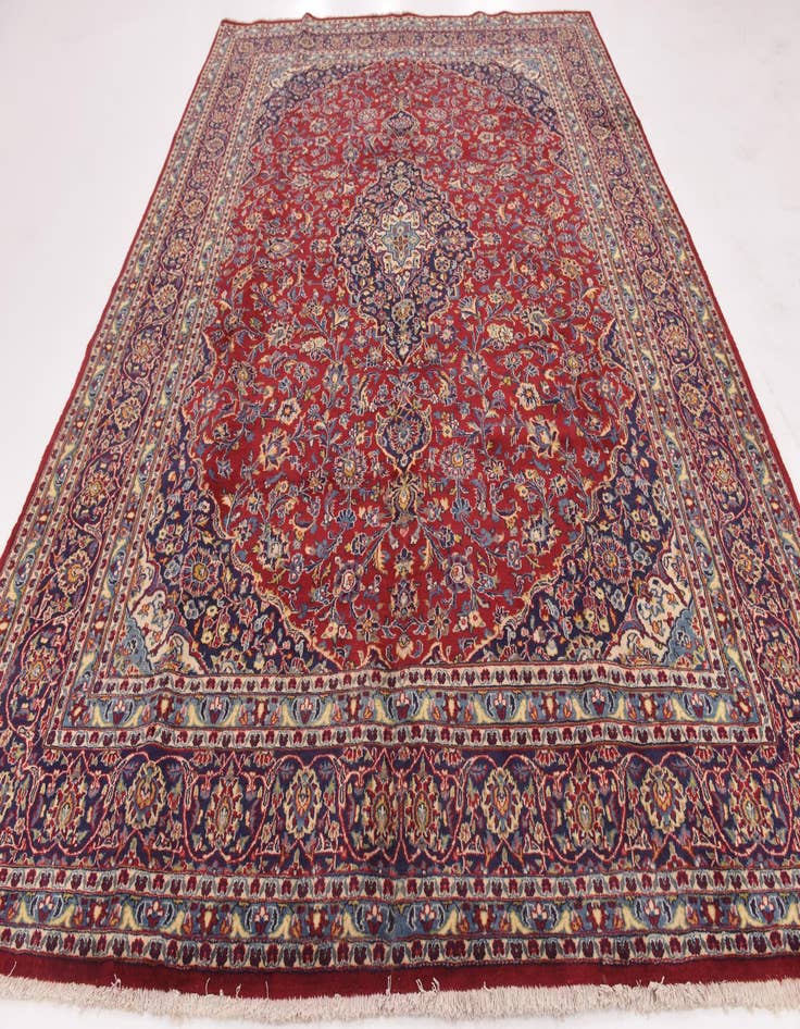 Detail image of  9' 7 x 13'  Hand Knotted Mashad Persian Wool Rug