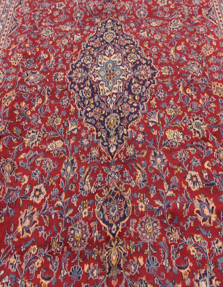 Detail image of  9' 7 x 13'  Hand Knotted Mashad Persian Wool Rug