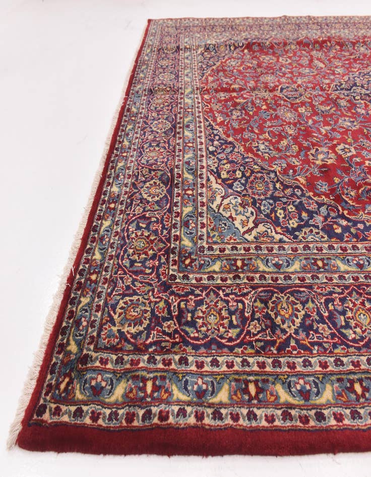 Detail image of  9' 7 x 13'  Hand Knotted Mashad Persian Wool Rug