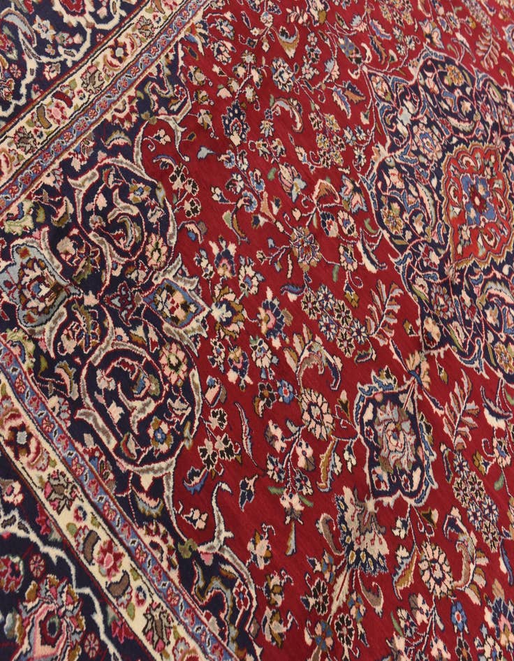 Detail image of  9' 6 x 12' 7  Hand Knotted Mashad Persian Wool Rug