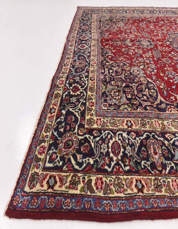 Detail image of  9' 6 x 12' 7  Hand Knotted Mashad Persian Wool Rug