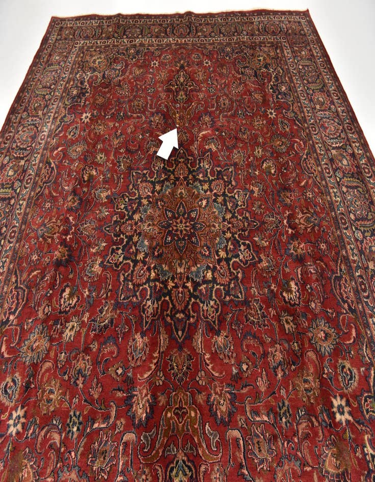 Detail image of  9' 7 x 12' 9  Hand Knotted Mashad Persian Wool Rug