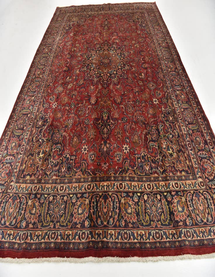 Detail image of  9' 7 x 12' 9  Hand Knotted Mashad Persian Wool Rug