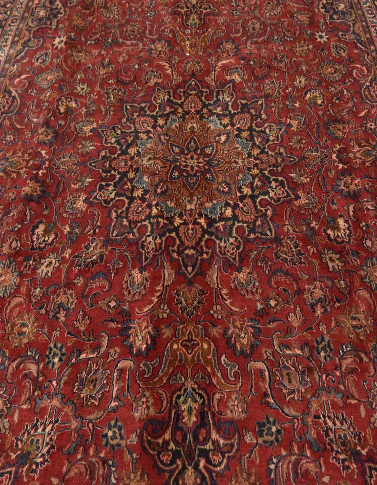 Detail image of  9' 7 x 12' 9  Hand Knotted Mashad Persian Wool Rug