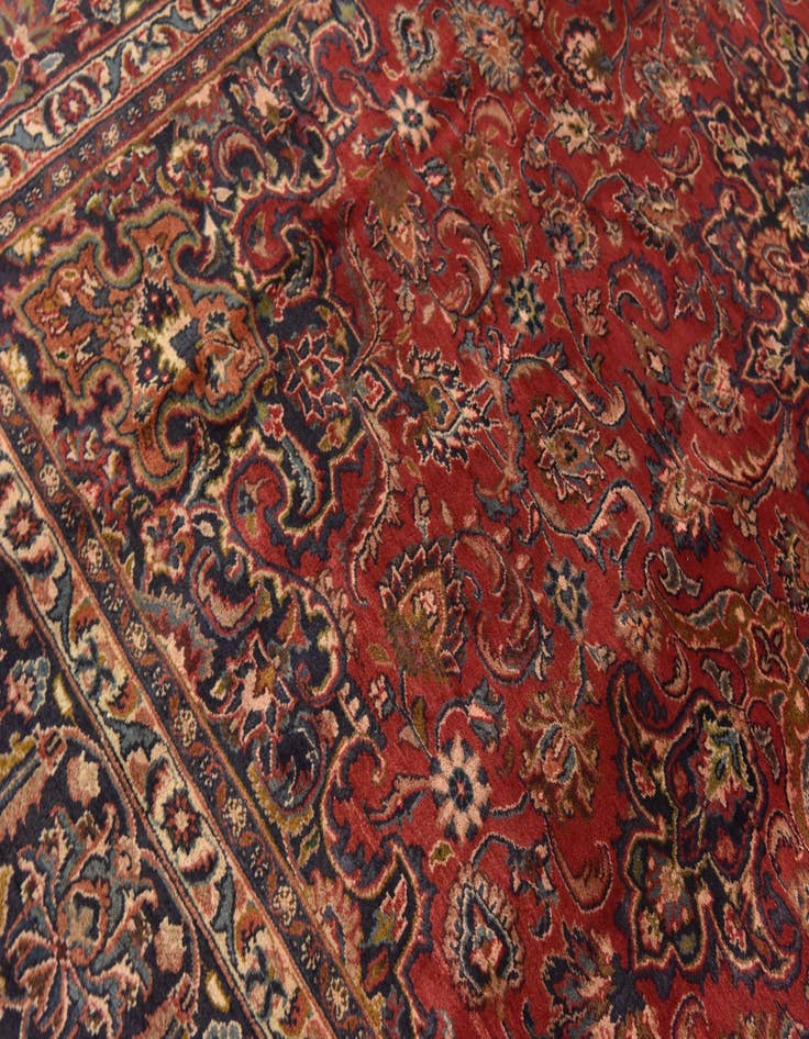 Detail image of  9' 7 x 12' 9  Hand Knotted Mashad Persian Wool Rug