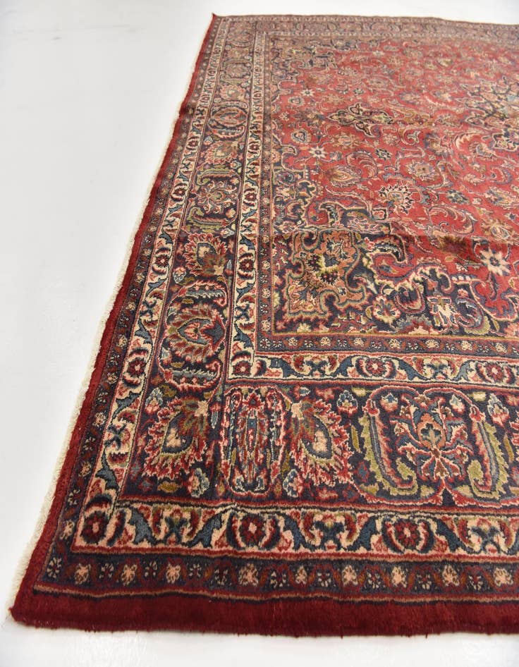 Detail image of  9' 7 x 12' 9  Hand Knotted Mashad Persian Wool Rug