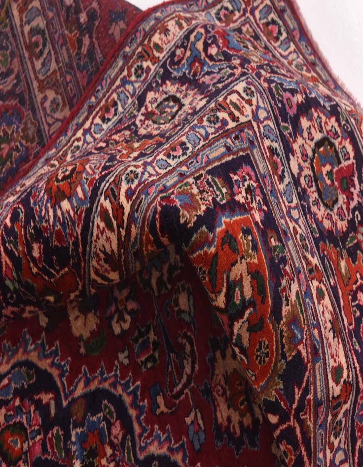 Detail image of  9' 9 x 12' 8  Hand Knotted Mashad Persian Wool Rug