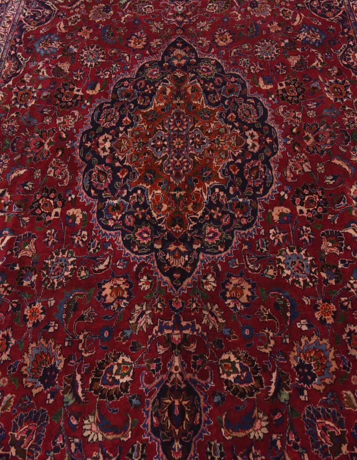 Detail image of  9' 9 x 12' 8  Hand Knotted Mashad Persian Wool Rug
