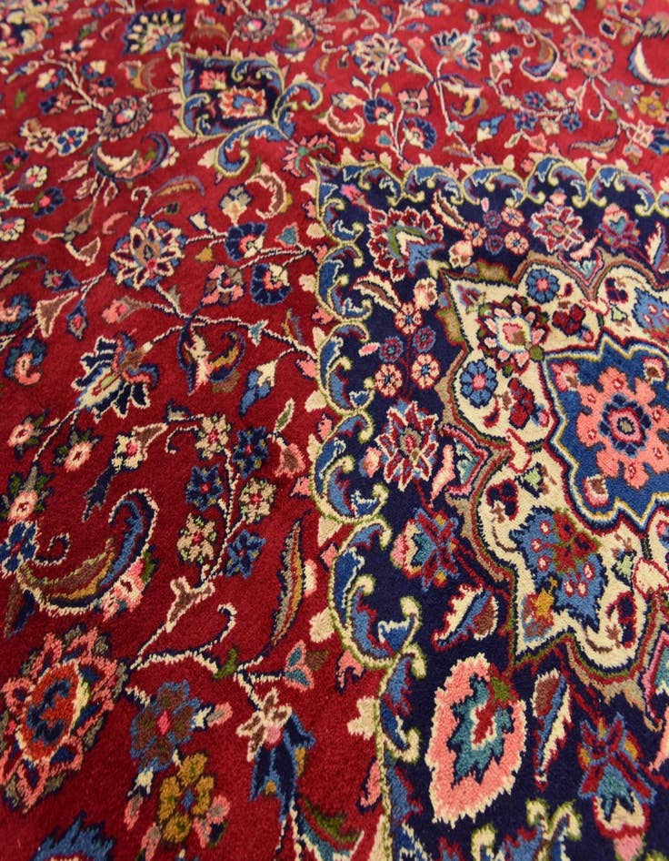 Detail image of  9' 7 x 12' 9  Hand Knotted Mashad Persian Wool Rug