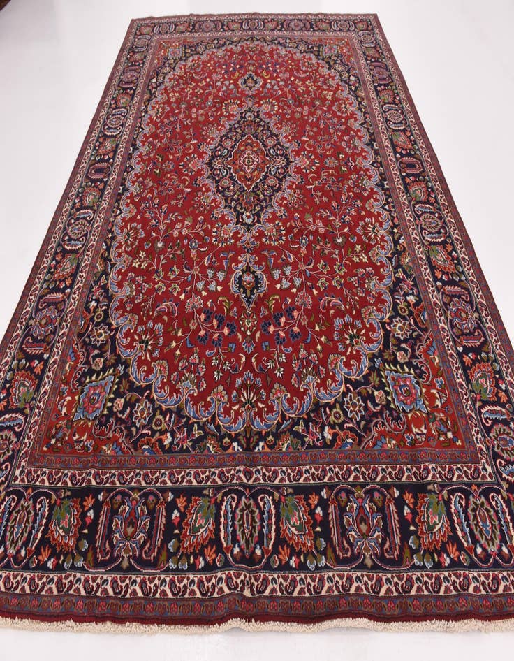 Detail image of  9' 4 x 12' 8  Hand Knotted Mashad Persian Wool Rug