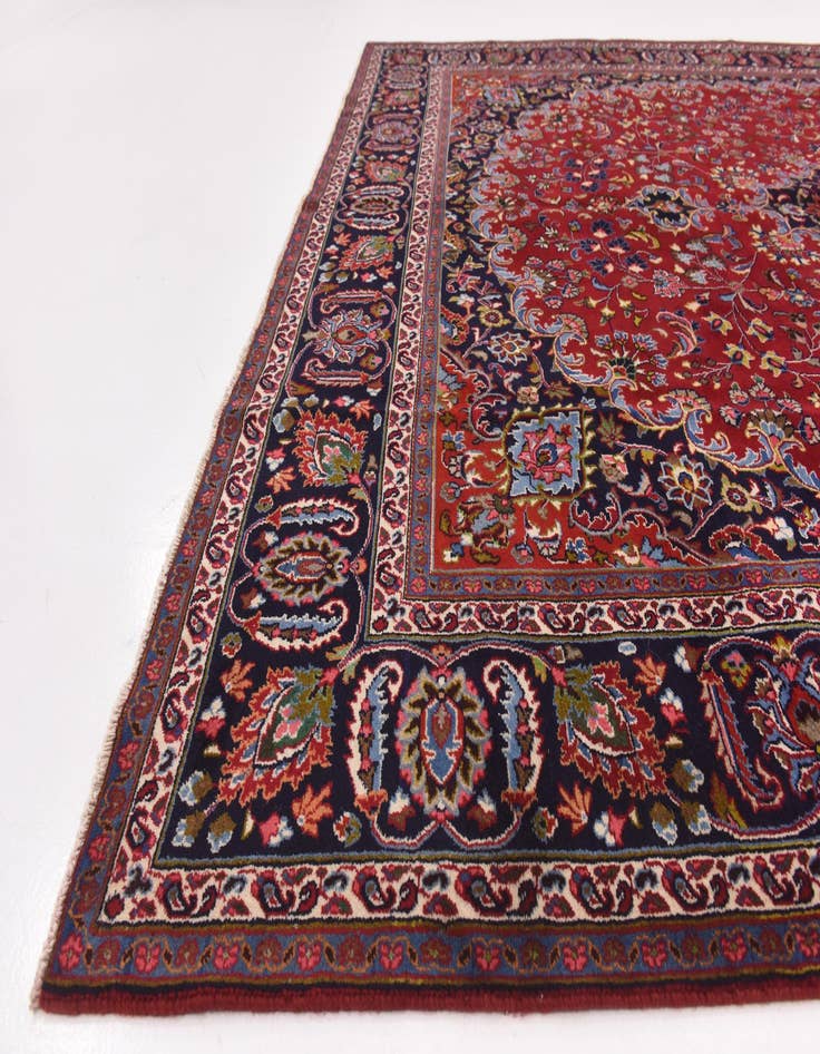 Detail image of  9' 4 x 12' 8  Hand Knotted Mashad Persian Wool Rug