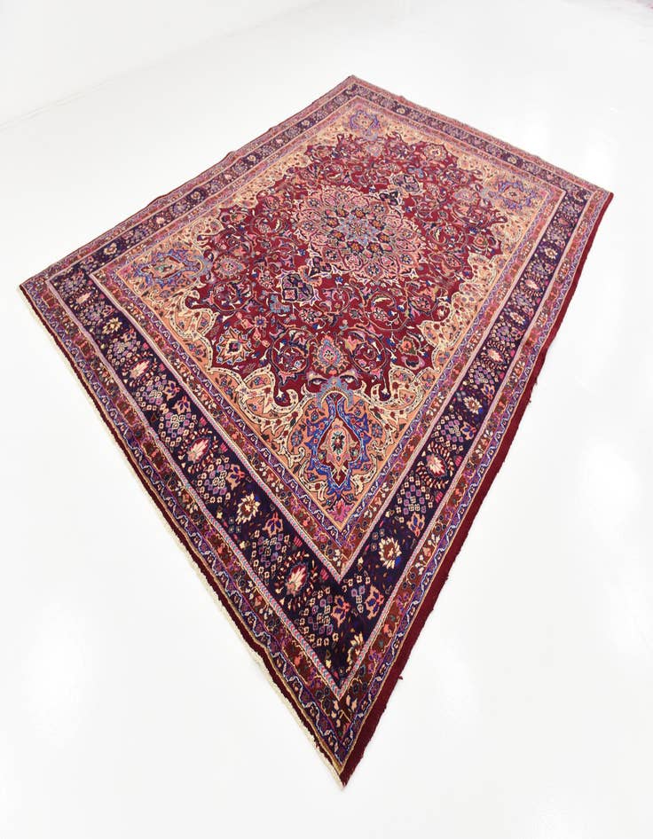 Detail image of  9' 10 x 13' 2  Hand Knotted Mashad Persian Wool Rug