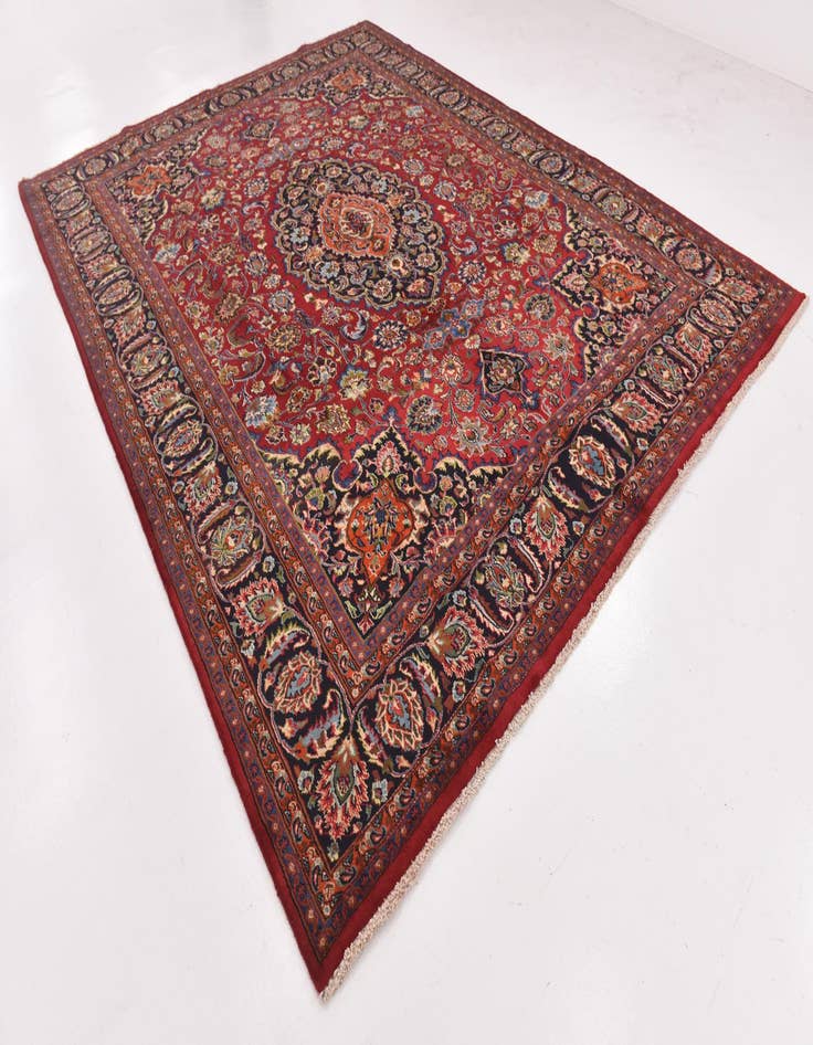 Detail image of  9' 8 x 12' 7  Hand Knotted Mashad Persian Wool Rug