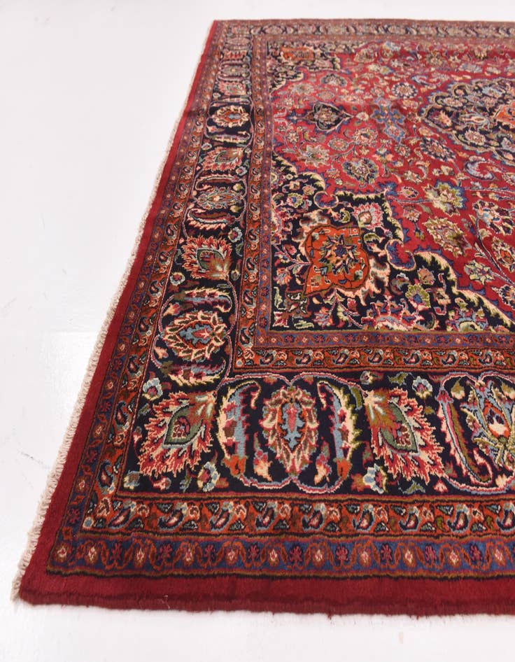 Detail image of  9' 8 x 12' 7  Hand Knotted Mashad Persian Wool Rug